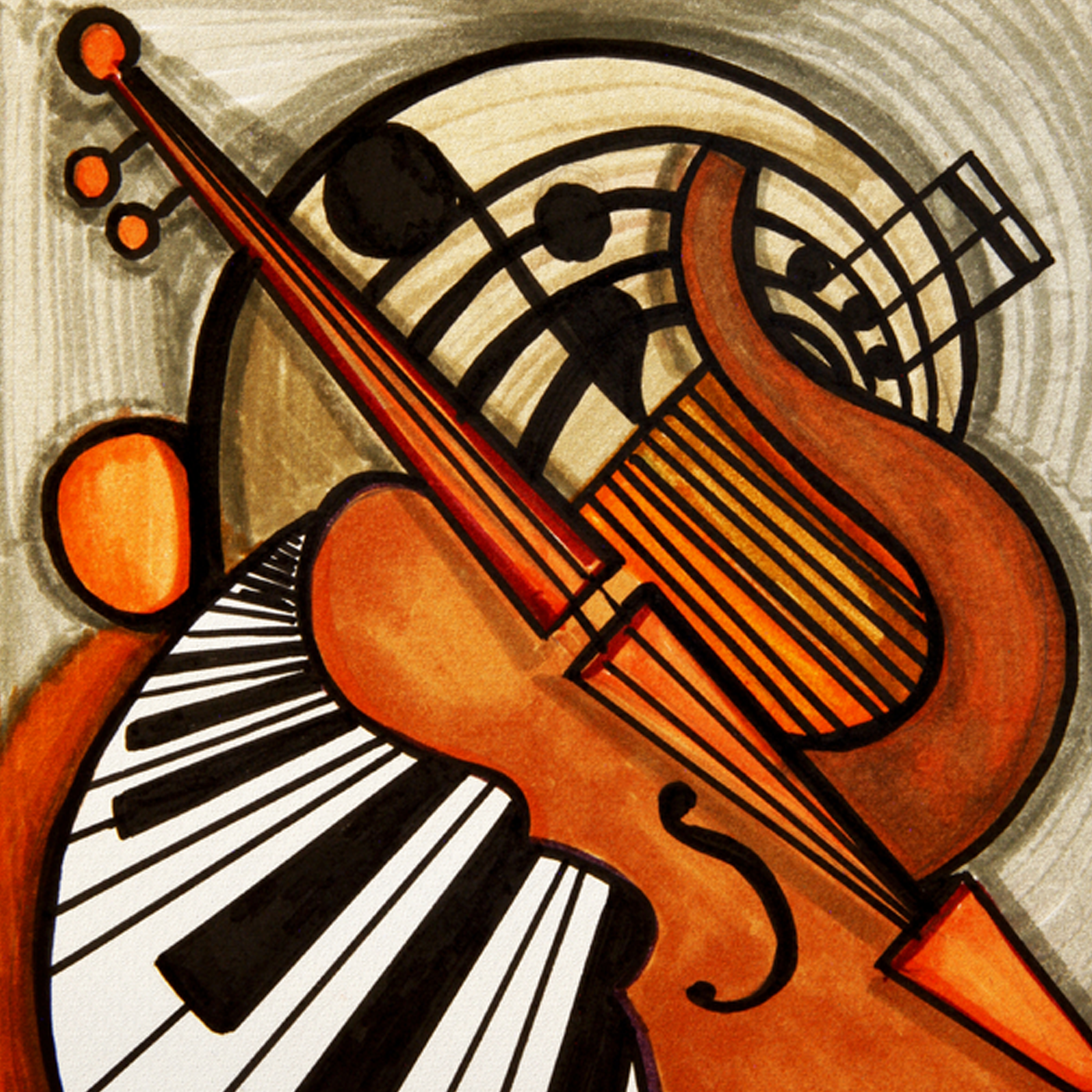 Абстрактная композиция музыкальные инструменты